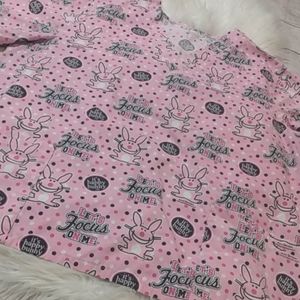 Jim Benton it's happy bunny pink scrubs top